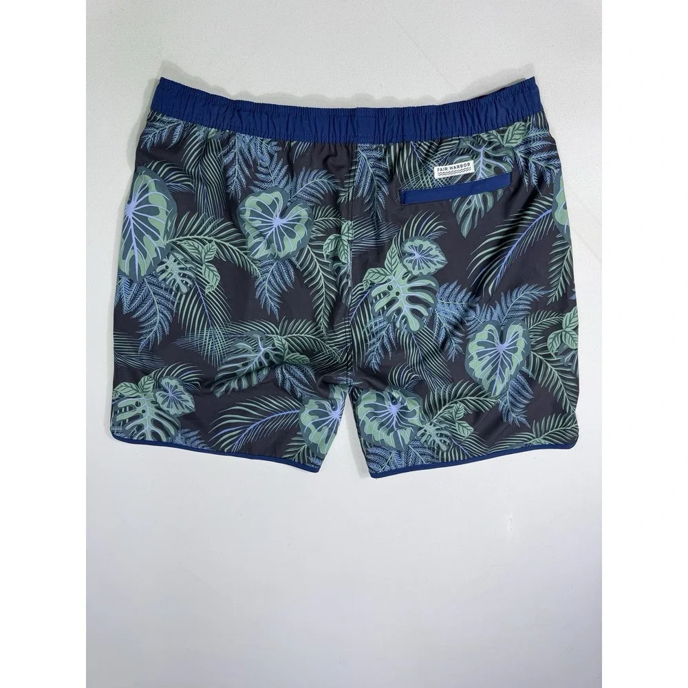 Fair Harbor Swim Trunks Men's 3XL Lined Shorts 8” Inseam Vacation Green Floral